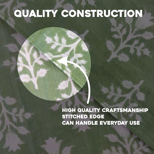 AVKA Studio 100% Cotton Bandanas for Women & Men, 2 Pack 20x20 Inch, 22x22 inch Hand Printed, Lightweight Cotton Handkerchief - color: Sage Green, size: 22 x 22 Inches Large