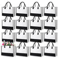 Reginary 12 Pack Canvas Tote Bags Initial Classic Present Personalized Canvas Beach Bag for Wedding, Birthday, Beach(Black and White) - color: Black and White