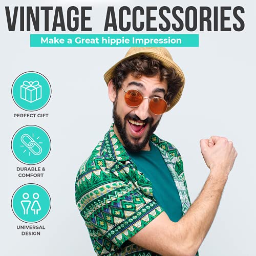 Retro Round Sunglasses Small Colored Lens Hippie Glasses - style: Orange