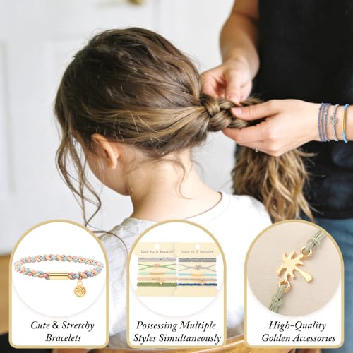 DIYDEC 10PCS Hair Ties Bracelet for Women 5 Styles Soft Braided Boho Hair Bands Elastic No Damage Hair Ties for Girls thick Thin Long Curly Hair Accessories(Blue) - color: Blue