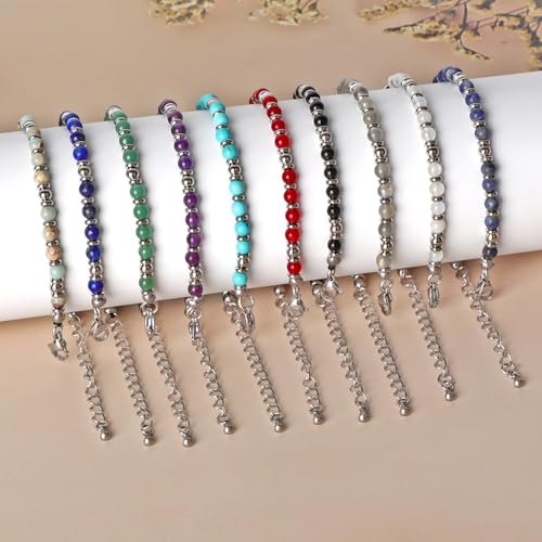 LPBeads Beaded Bracelets for Women Energy Gemstone Charm Jewelry Adjustable Bracelet Gifts for Mom, Daughter, Wife, Friends, Bestie - color: Blue Turquoise