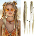 2PCS Boho Dreadlock Clip In Braids with Charms and Beads, Handmade Dreadlock Braids Hair Extensions Synthetic Braided Hairpieces for Women (Medium Blonde with Light Blonde 16 Inch) - color: Medium Blonde with Light Blonde, size: 16 Inch