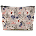 Cute Makeup Bag for Purse Canvas Waterproof Funny Cosmetic Bags for Women Zipper Travel Toiletry Pouch-Flamingo Makeup Bags-Beige - color: Flamingo Makeup Bags-Beige