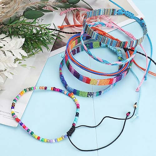Beach Bracelet Set for Men and Women, Surfer Men Bracelet, Braided Boho Summer Bracelets Adjustable Men's Bracelet Handmade Women Bracelet String Rope Ankle Bracelets Birthday Gift - style: 19pcs boho bracelet