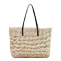 Ayliss Women Straw Woven Tote Large Beach Handmade Weaving Shoulder Bag Purse Straw Handbag - color: Beige