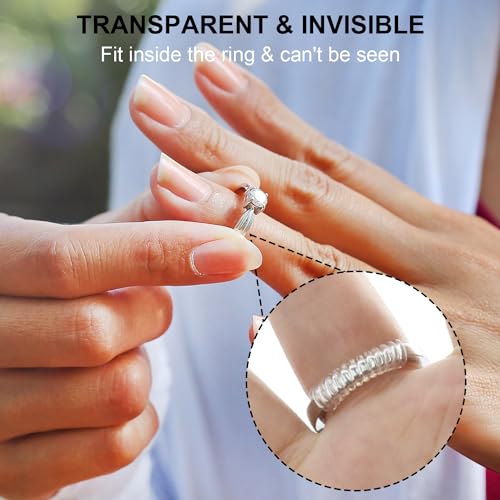 Haiou Ring Size Adjuster for Loose Rings - Clear Invisible Ring Guard, Spacer & Tightener | Sil. Resizer Extender - color: Crystal-Coil