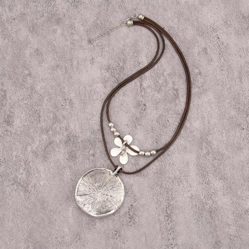 Chunky Necklace for Women Boho Pendant Necklace Statement Western Choker Necklaces for Women Vintage Bohemian Jewelry - style: Large Silver Boho Necklace