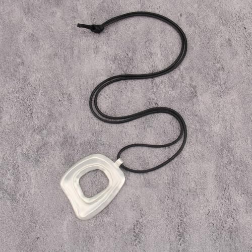 Bohemian Women's Leather Long Pendant Necklace Sweater necklace Adjustable Retro Woven Handmade Jewelry - color: Silver Square