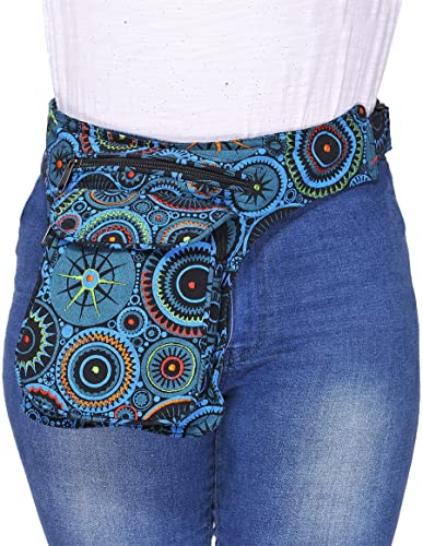 The Collection Royal Handmade Festival Waistpack Boho Hippie Waist Bag Hip Bum Running Belt Fanny Pack Travel Utility Belt (Black-Turq) - color: Black-Turq