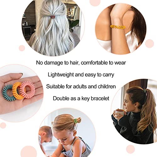 JessLab Spiral Hair Bobbles, Pack of 20 Traceless Telephone Cable Hair Bobbles No Wrinkles Spiral Bracelet Plastic Coil Ponytail Holder No-Damage Headband Hair Accessories for Girls Women Ladies Gift - color: matt