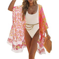 Kimonos for Women Casual Swimsuit Coverup Lightweight Boho Kimono Cardigans for Summer - color: Rose Red Flower