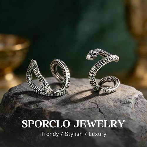 Gothic Ear Cuffs Helix Cartilage Clip on Goth Ear Cuff Stainless Steel Hypoallergenic Earrings for Women Men Non Piercing Gold & Silver Fake Earring Lightweight Punk Jewelry Gift - color: L4-Black Snake Design