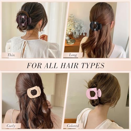 Obeoby 6 Pcs Flat Hair Clips, Medium Flat Claw Clips for Women Girls French Hair Barrettes Accessories - color: Multicolor