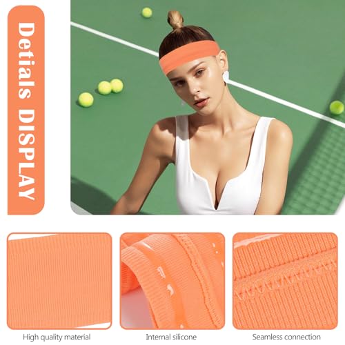 Workout Headbands Non Slip Headband Sport Headbands Sweatbands Elastic Sport Hair Bands for Sports Travel Indoor Fitness Gym - color: solid14
