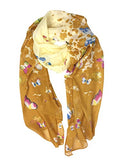 YOUR SMILE Ladies/Women's Lightweight Floral Print/Solid Color mixture Shawl Scarf For Spring Summer season - color: Beige/Khaki Butterfly