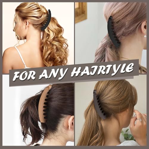 Banana Hair Clips for Women 5.1'' Large Claw Banana Clips for Thick Hair Cute Accessories 3pack - color: black,Dark Brown, coffee