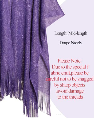 Sparkle Metallic Evening Shawls for Women formal Party Dresses Beach Travel Cardigan Shawl Wrap for Swimsuit - color: K-dark Purple