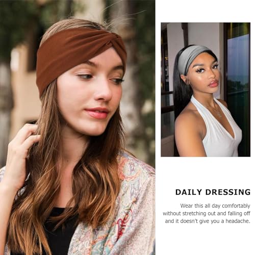 AQOKKA Elastic Knotted Headbands for Women Criss Cross Head Bands for Women's Hair Non Slip Boho Wrap Twisted Hair Accessories - color: 8 Sets ：G