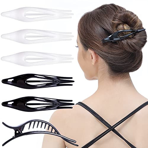 RC ROCHE 6 Pcs Flat French Claw Hair Clips For Women Thick Curly Hair Barrettes Duckbill Concord Side Slide Extra Hold Curved Eyelet Strong Hold Grip, Medium Black and White - color: Black&White