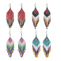 Women Jewellery 4 Pair Multicolor Nation Bohemian Style Tassel Earrings Handmade Beaded Jewelry