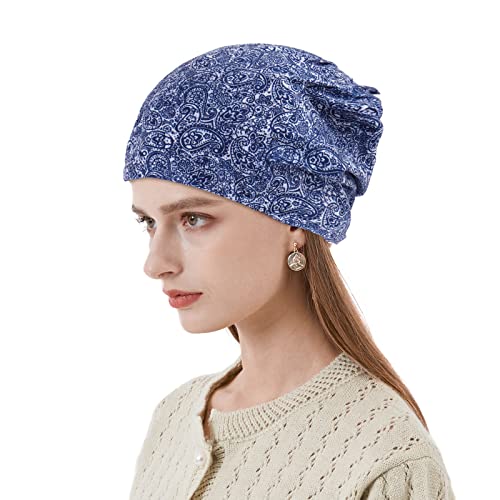 KAKU NANU Women Turban Chemo Beanies Pre Tied Caps Baggy Slouchy Headwear Sleep Scarf - color: Floral-2