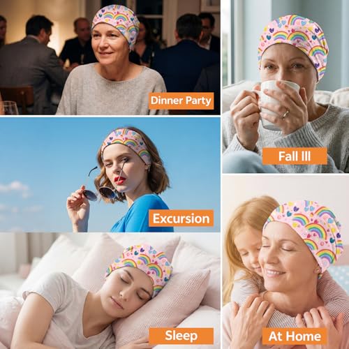 Chemo Caps Slouchy Beanie Hat Stretch Cancer Head Wraps Turban Sleep Headwear Scarf for Women Girls Men - color: I-8-rainbow