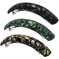 HYFEEL Large Hair Barrettes for Women Fine Thick Hair, French Barrette Hair Clips Ponytail Clamps Clasp Stylish Hair Accessories- 3Pcs (Black, Brown, Green) - color: Black, Brown Onyx, Green