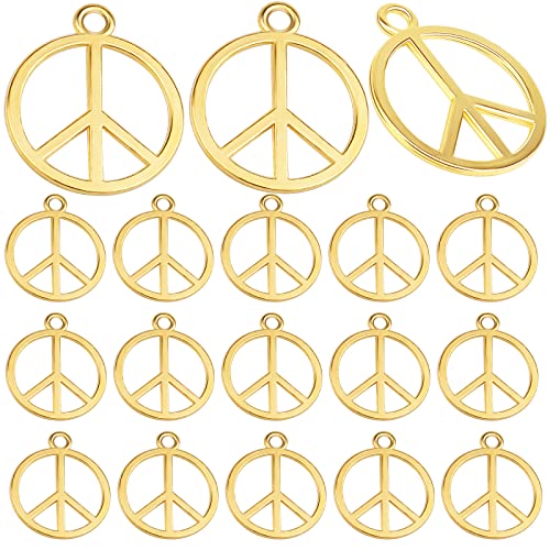 BronaGrand Sign Pendant Charms Alloy Peace Symbol Charms Peace Sign Beads Pendants Jewelry Charms Craft Supplies for DIY Necklace Bracelet Jewelry Making Accessory - color: Golden