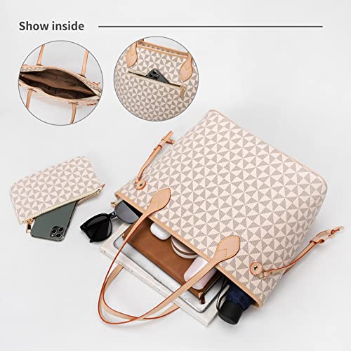 Lacel Urwebin Handbags for Women Designer Fashion Purses Top Handle Satchel Shoulder Bags 2pcs with Small Wallet (White) | Top Handle Satchel