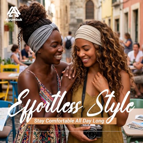 Awumbuk Wide Headbands for Women Knotted No Slip Head Bands Soft Turban Headband Hair Accessories Boho African Solid Color Head Wraps for Women Yoga Workout (Dark brown) - color: Dark brown