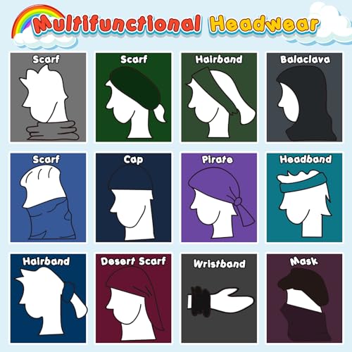 Jiuguva 26 Pcs Neck Gaiter Men Face Mask Headband Boho Head Wrap Headwear Bulk Hiking Seamless Neck Scarf Skull Bandana Women - color: Dark Color, style: Basic Style