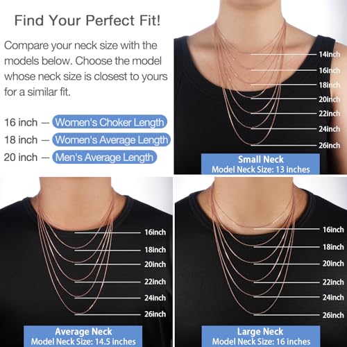Jewlpire 18k Gold Plated 925 Sterling Silver Chain Necklace for Women, 1.1mm Cable Chains Necklace Thin & Dainty & Sturdy Women's Chain Necklaces, 14/16/17/18/20/22/24 Inches - color: 18K Rose Gold Plated, size: 16 Inch