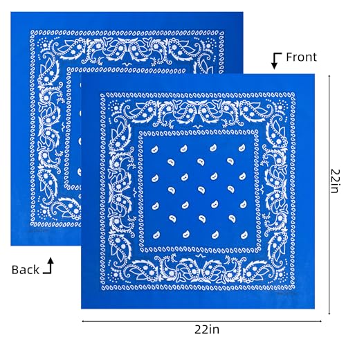 Raylarnia 8 PCS 100% Cotton Bandanas, 22 Inchs Multi-Purpose Bandana Scarfs Headbands for Men and Women - color: 4-navy Blue/4-royal Blue