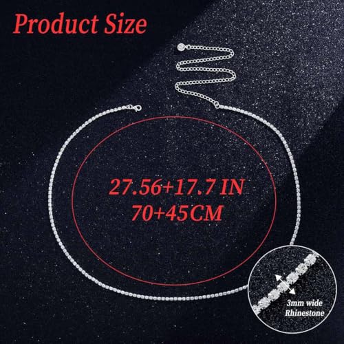 Rhinestone Waist Chains Crystal Waist Chain with Pendant Abdominal Chain Thin Minimalist Body Chain Jewelry for Women Beach Rave - style: A-Rhinestone-Sliver
