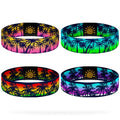 4 Pcs Surfer Beach Bracelets for Men Women Inspirational Elastic Comfy Summer Reversible Wristband Gifts Friendship Bracelets - color: Sunset Coconut Trees-Bracelets, size: (6.8") Small