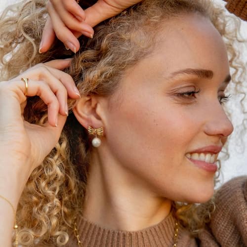 18K Gold Love Knot Stud Earrings for Women Statement Button Pearl Stud Earrings Minimalist Cute Small Post Earring - color: 11.Bowknot
