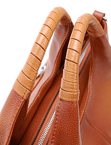 Iswee Genuine Leather Shoulder Bags Purses and Handbags for Women Satchel Designer Cross Body Hobo Medium Size Tote - color: Sorrel