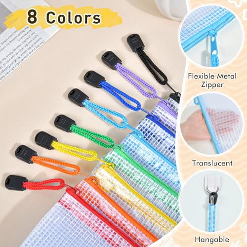 26pcs Mesh Zipper Pouch Bags, 8 Sizes Plastic Zippered Storage Bags for Organizing, Clear Pouches with Zipper, Waterproof Mesh Pouch for Office School Supplies, Home Organize, Travel Storage - style: 26pcs