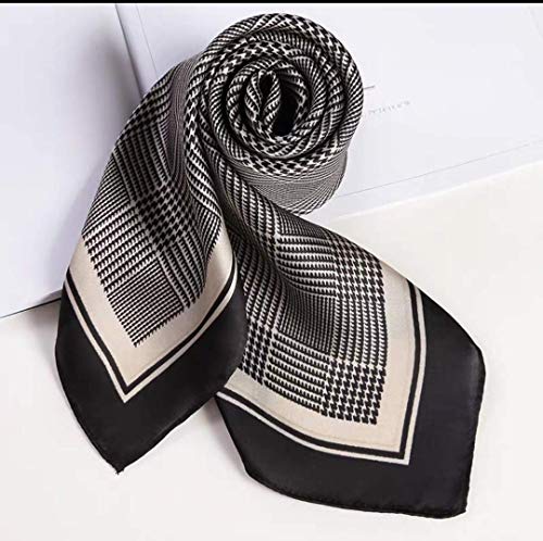 ANDANTINO 100% Mulberry Silk Scarf -21” Square Neckerchief with Gift Packed - color: Earth Tone-check
