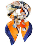Saiusloa Neck Scarf For Womens Silky Head Scarves Hair Bandanas Square Scarf Fashion Accessories lightweight - color: 10-cartoon Cat Orange