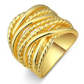 Mytys Wide Band Rings Twisted Rope Ring Two-Tone Mixed Metal Braided Statement Rings Fashion Jewelry for Women - color: Gold