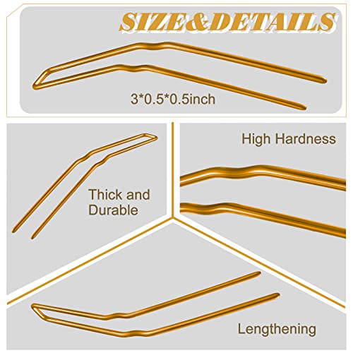 Waydress 36 Pieces U Shaped 3 Inches Hair Pins Ballet Buns Bobby Metal U Pins for Bun Updo Bun Women Lady Thick Thin Long Curly Hair(Orange) - color: Gold, size: 3 Inch