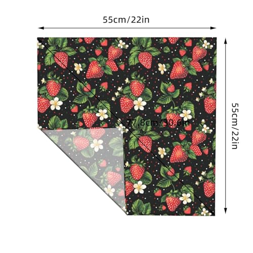 Head Scarf Hair Neck Scarves for Women Fashion Silk Satin Purse Bag Scarfs Handbags Bandana Neckerchief - color: Black Strawberry