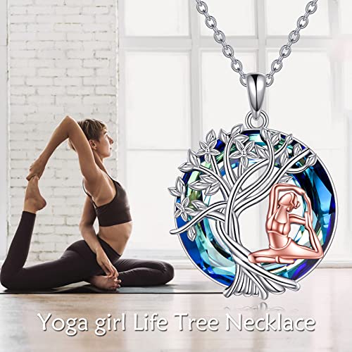 YFN Tree of Life Necklace Sterling Silver Crystal Jewelry Graduation Birthday Gifts for Women - color: Yoga