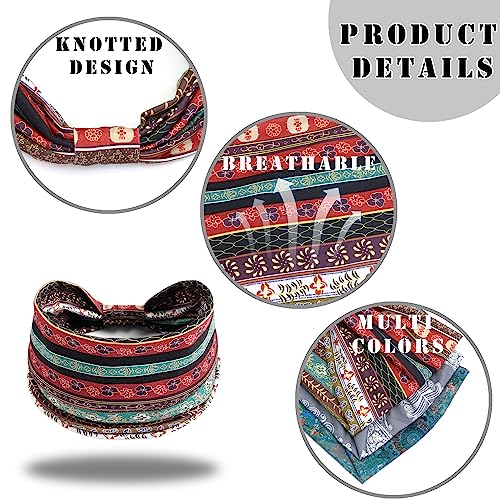 FULZTEY Boho Headbands for Women Wide Head Bands Floral Printed Bandanas Vintage Paisley Turban Stretchy Yoga Workout Hairband African Style Hair Wraps Chic Hair Accessories for Girls 3Pcs - color: Style 45