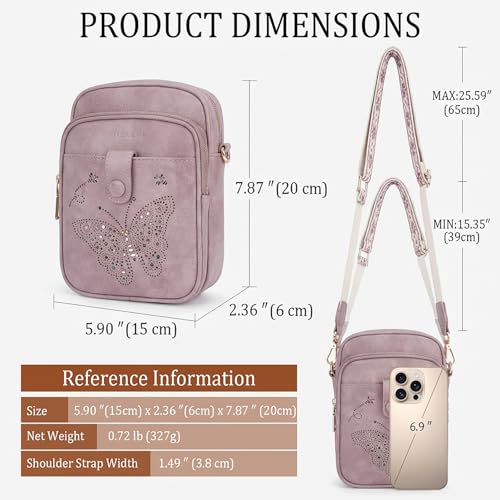 KITEVIUN Crossbody Bags for Women Leather Crossbody Purse Small Shoulder Phone Purse with Adjustable Strap & RFID Card Slots - color: 01-purple