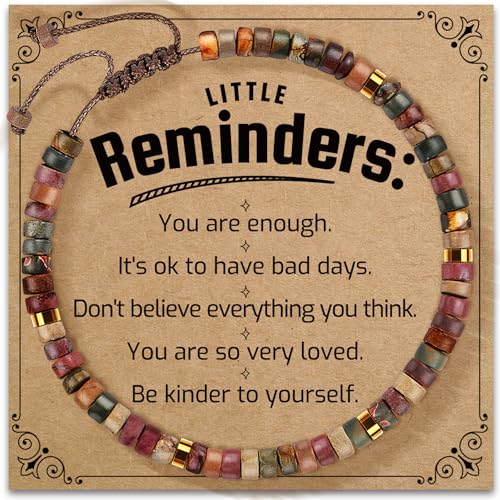 Inspirational Gifts Bracelets for Women: Mothers Day Birthday Gifts for Mom Women Friends Sister - Healing Natural Stone Beads Bracelets Thinking of you Get Well Soon Gift for Women - color: A-F JASPER STONE-REMINDER
