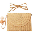 Frienda Straw Purses for Women Straw Clutch Crossbody Bag Summer Beach Shoulder Bag Woven Envelope Wallet Handbags - color: Light Brown