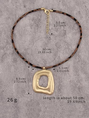 JAOYU Bohemian Necklaces for Women Leather Necklace Wood Pendant Choker Long Brown Necklace Chunky Circle Boho Hippie Jewelry - style: Boho Style Choker
