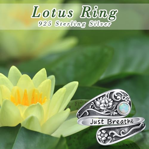 Yearace Spoon Ring for Women - Sterling Silver Victorian Vintage Oxidized Style Thumb Rings - Boho Statement Ring Jewelry Gifts - style: Lotus